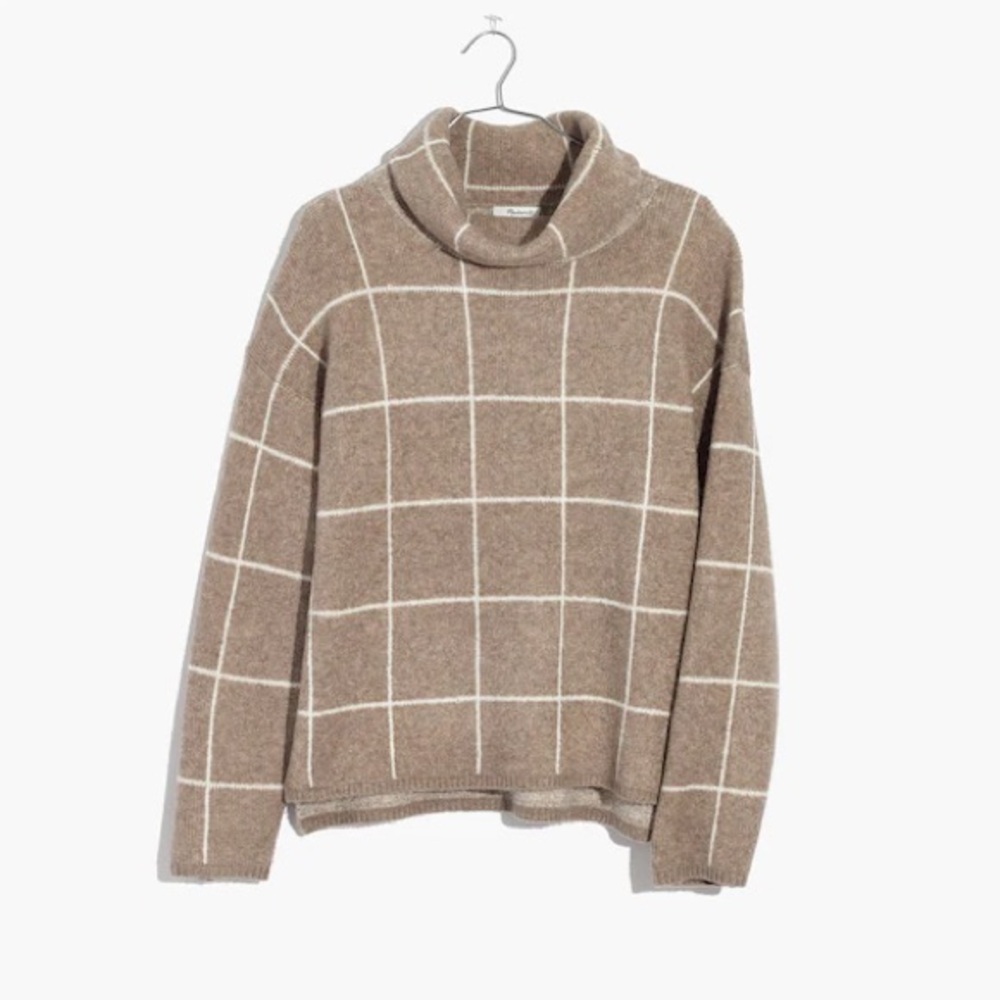 Madewell Heather Driftwood Windowpane Turtleneck Sweater Sz XS - Picture 10 of 10